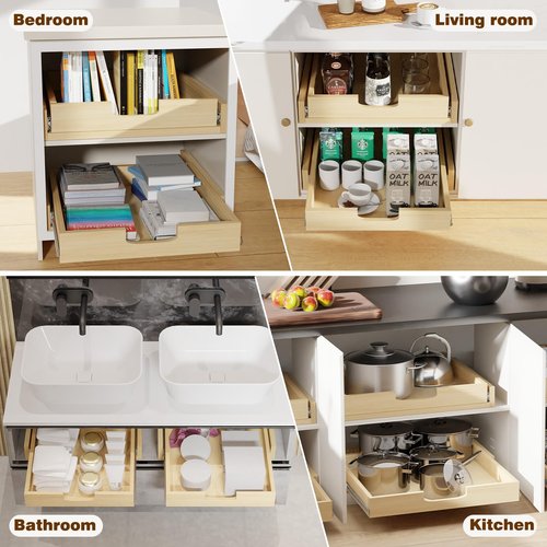 Grehitk Pullout Cabinet Organizer, 11''W×21''D×3''H Slide Out Shelves for Kitchen Cabinets, Pull out Drawers for Kitchen Cabinets, Pantry, Bathroom, & Storage Organization