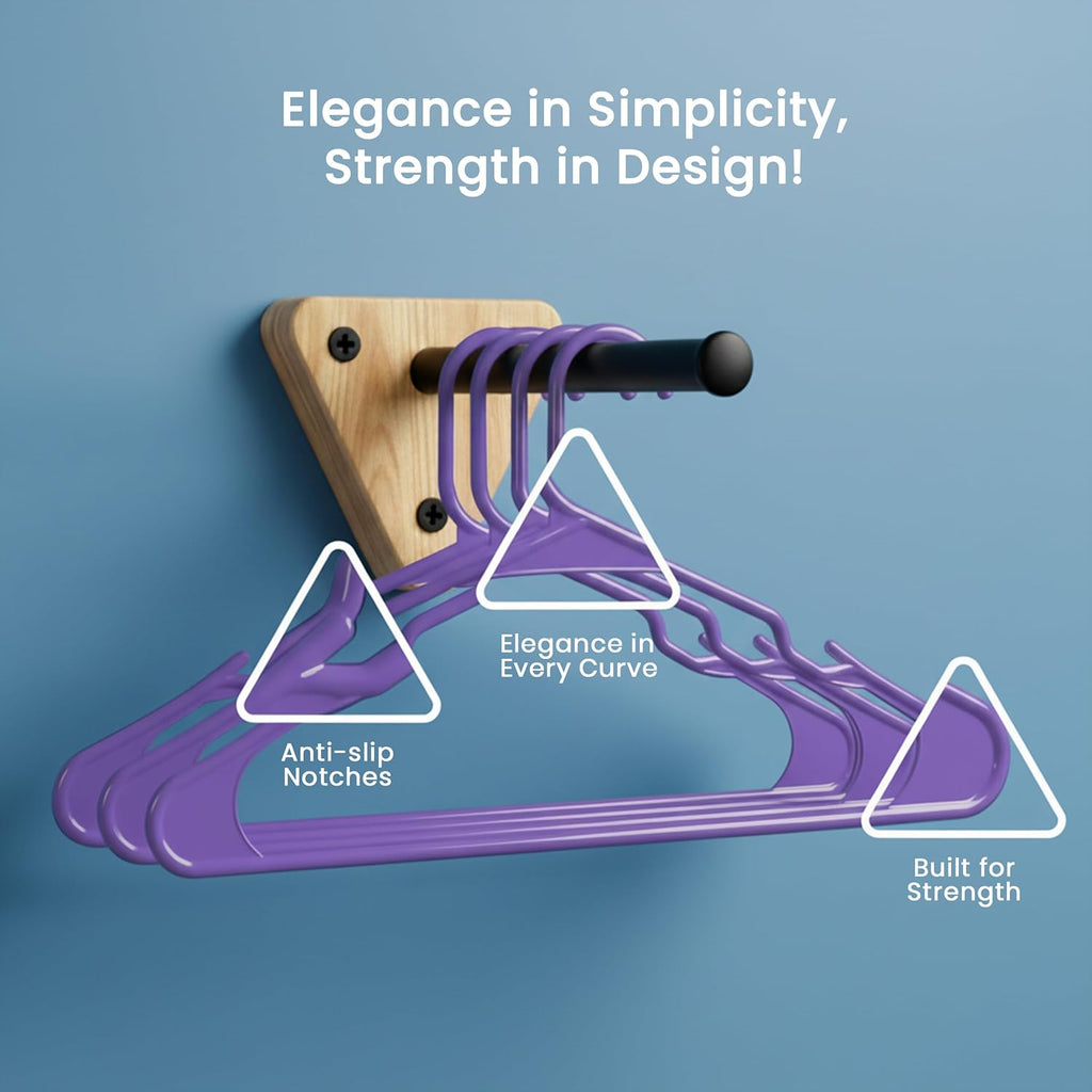 Utopia Home Plastic Hangers - Durable Space-Saving Clothes Hangers - 30 Pack in Purple