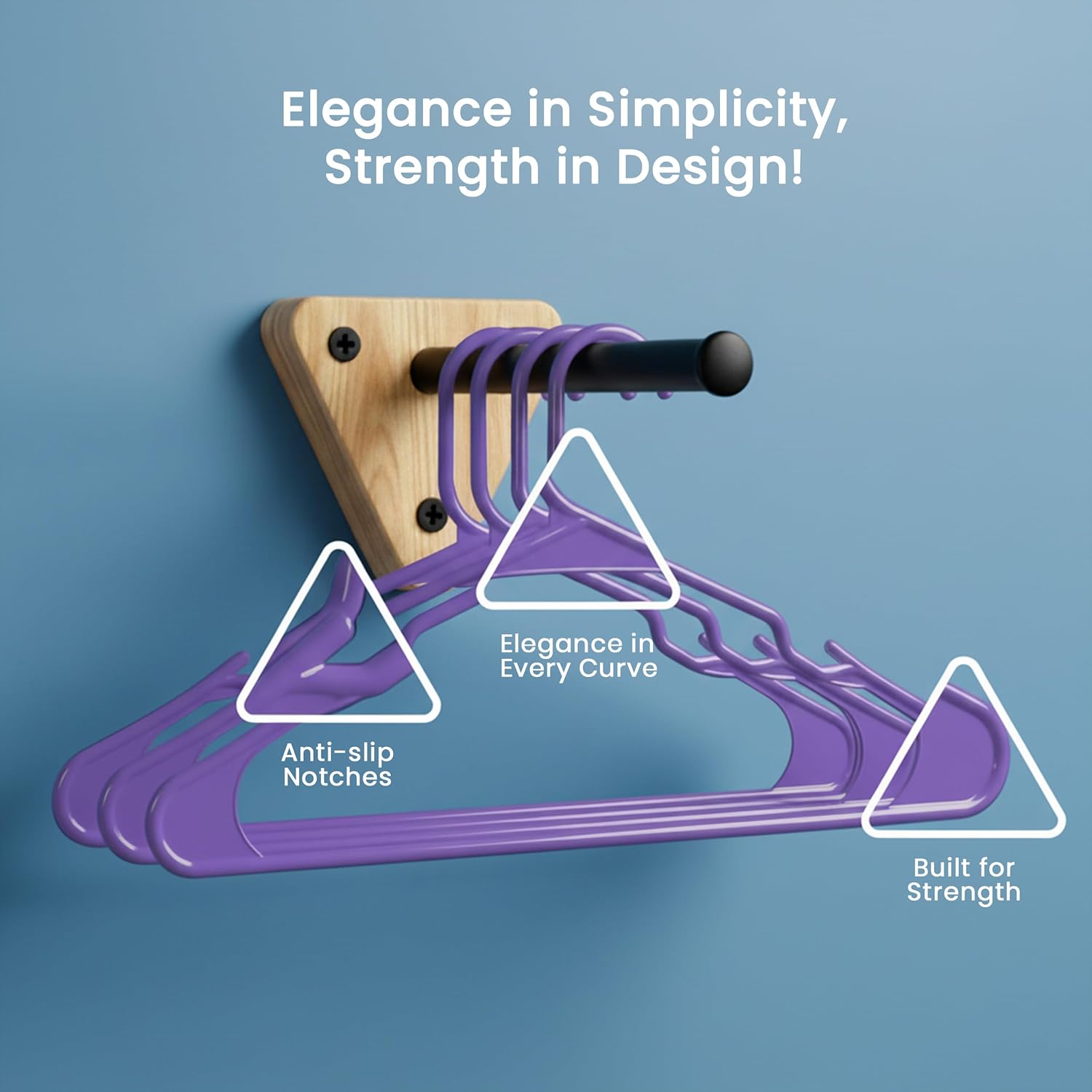 Utopia Home Plastic Hangers - Durable Space-Saving Clothes Hangers - 30 Pack in Purple