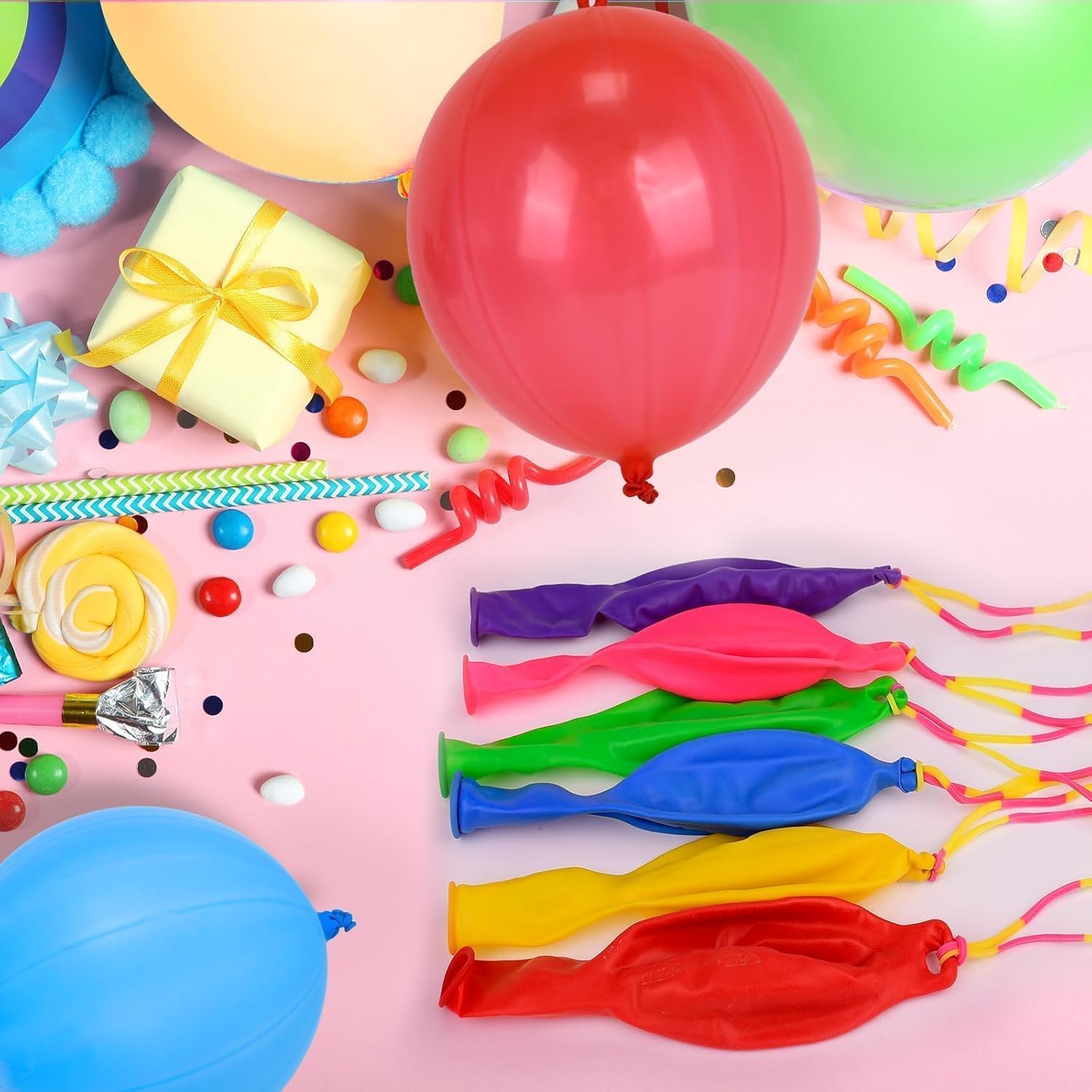 Skiennix 36 Pcs Red Punch Balloons - Easy Grip Rubber Band Handle | Perfect for Kids’ Birthday Parties & Outdoor Fun