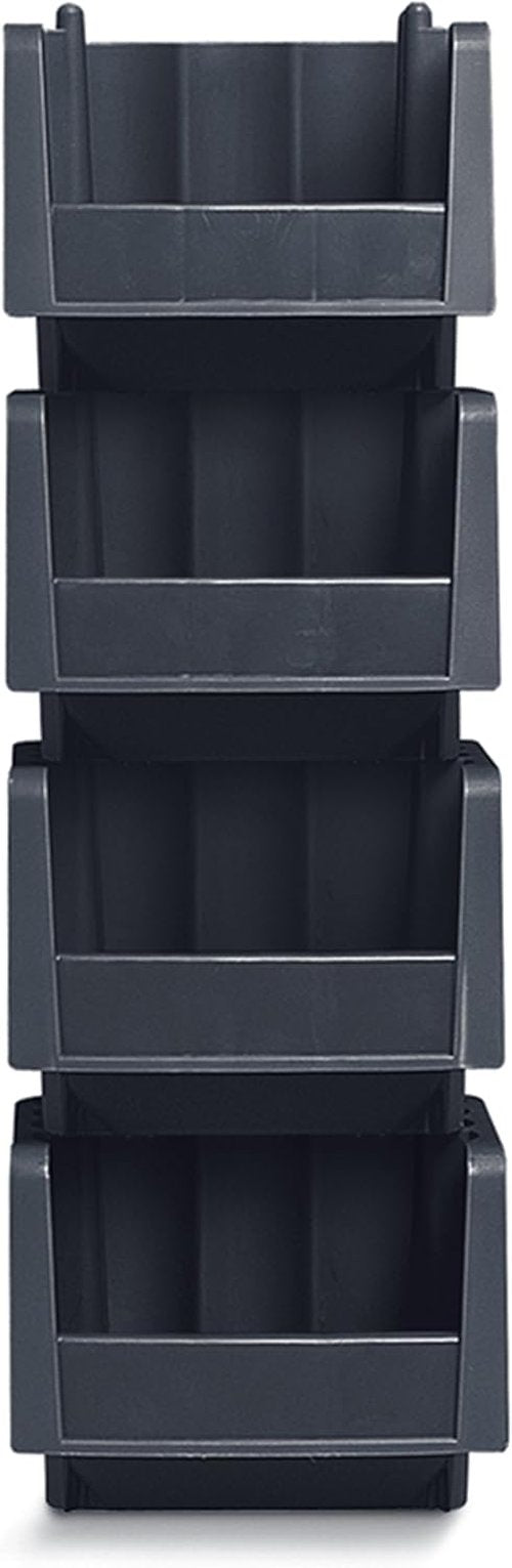 Akro-Mils Economy Stacking Shelf Storage Bins - Durable Plastic, 18"x6.625"x7", Black (10-Pack)
