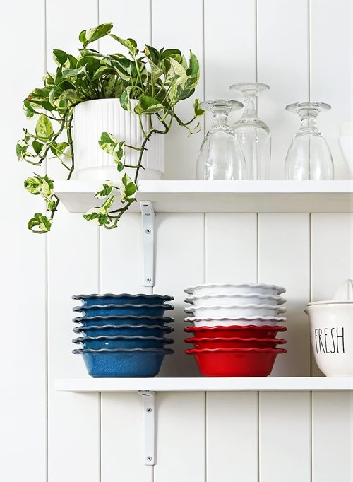 LE TAUCI Mini Pie Pans - 6.5 Inch Ceramic Pie Plates with Ruffled Edges | Set of 6, White, 12 Ounce Ramekins