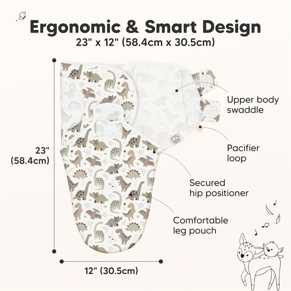 Organic Baby Swaddle Sleep Sacks by [Brand Name] - Soft & Snug Newborn Swaddles for Infants 0-3 Months (Dino Ridge, OS)