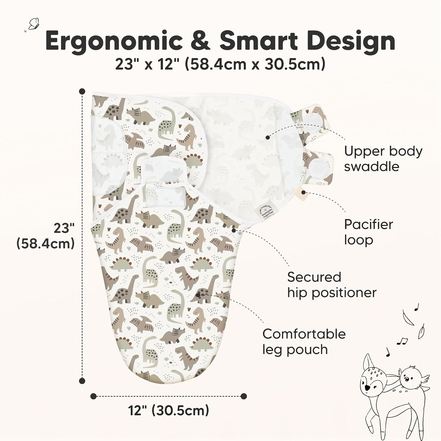 Organic Baby Swaddle Sleep Sacks by [Brand Name] - Soft & Snug Newborn Swaddles for Infants 0-3 Months (Dino Ridge, OS)