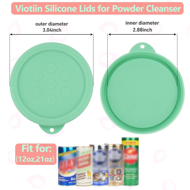 Silicone Powder Cleanser Lids Compatible with Bar Keepers Friend 12 oz & 21 oz Silicone Cover fit for Comet, Ajax Powder Cleanser to Keep Dry, 2 Packs