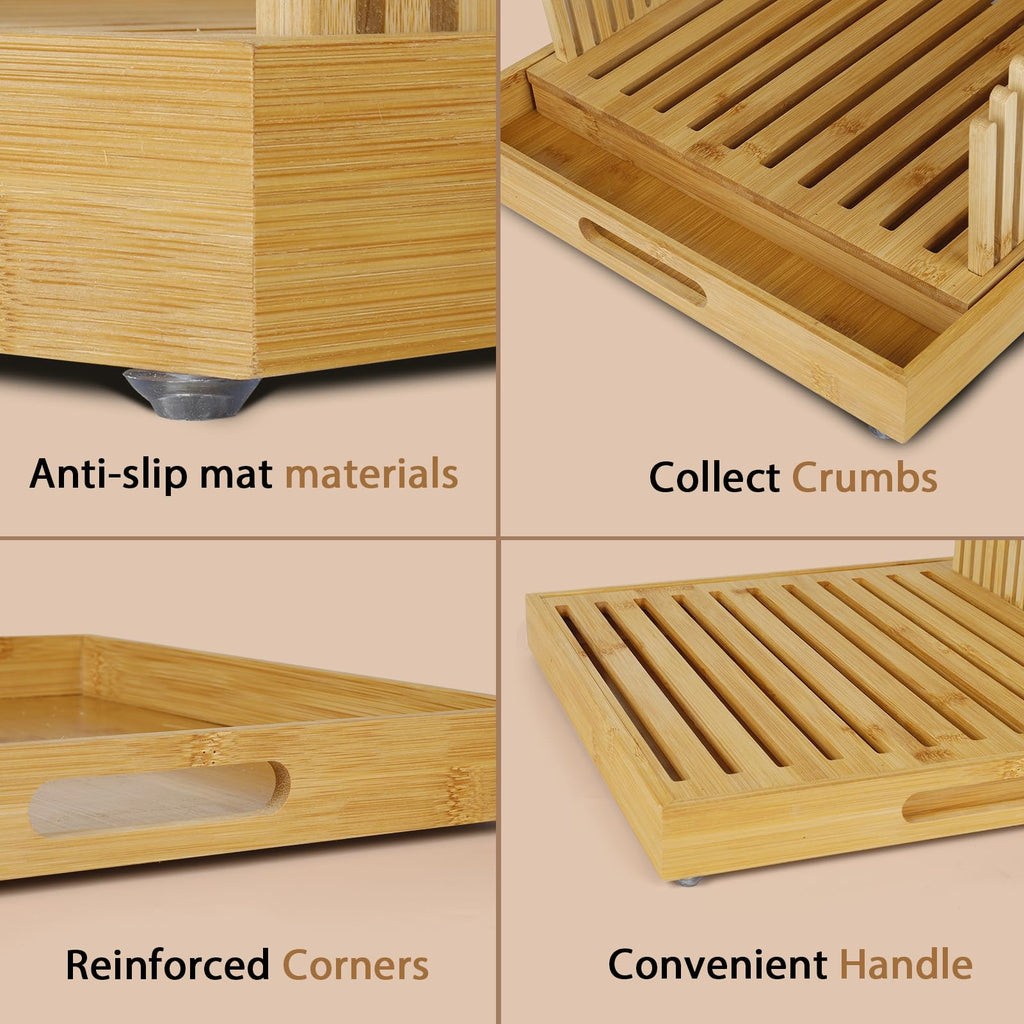 HJJK Bread Slicer for Sourdough Rounds, 11″ Adjustable,Large Wide Capacity, The ideal gift for baking experts(Natural color)