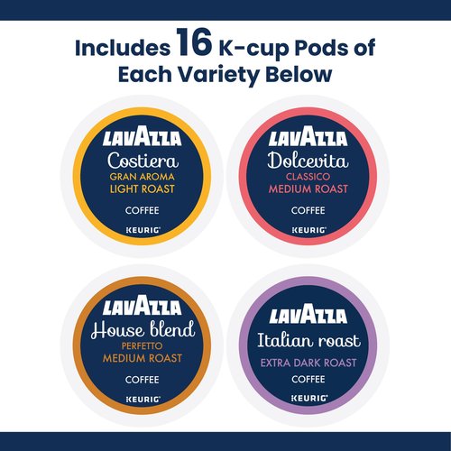 Lavazza Coffee Variety Pack, Keurig Single-Serve K-Cup Pods, 64 Count
