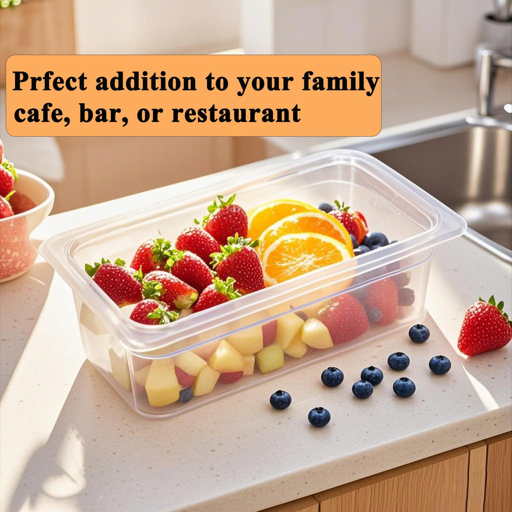 CTJ 6 Pack NSF Food Pans with Lids 1/6 Size, 6'' Deep Commercial Clear Plastic Food Storage Containers Stackable Polycarbonate Hotel Pans for Kitchen Restaurant Food Prep, Freezer-Safe