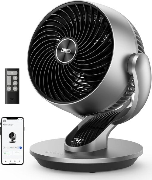 DREO Smart Fan - 120° Vertical & 90° Oscillating Air Circulator | 13-Inch Quiet Fan with Remote & 12H Timer