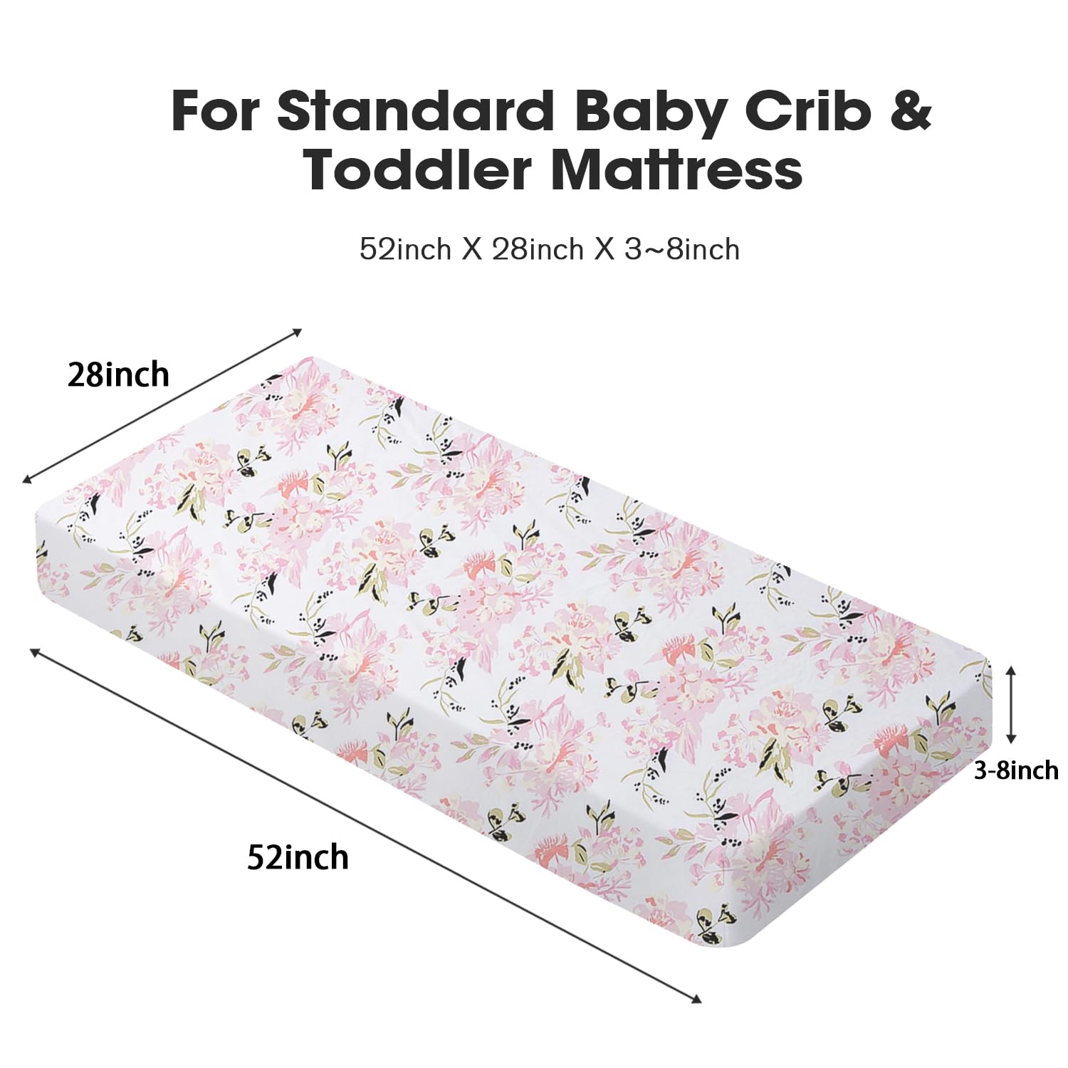 Little Grape Land Crib Sheets Girl 4 Pack, Baby Crib Sheets for Standard Crib & Toddler Mattress, Super Soft Breathable Crib Sheet Set for Girls, Floral & Butterfly
