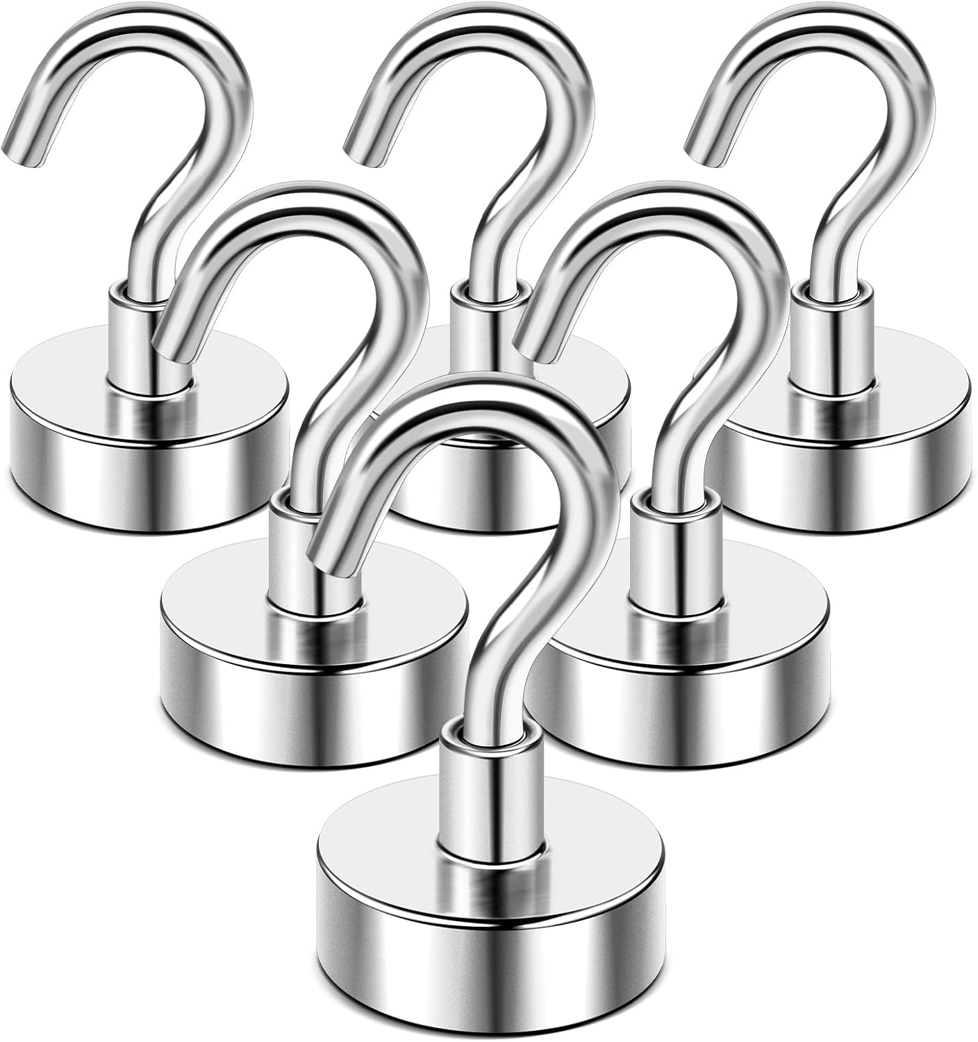 N52 Magnetic Hooks by Skiennix - 30lbs Heavy-Duty Strength with 4 Rubber Coated Anti-Scratch Mounting Magnets