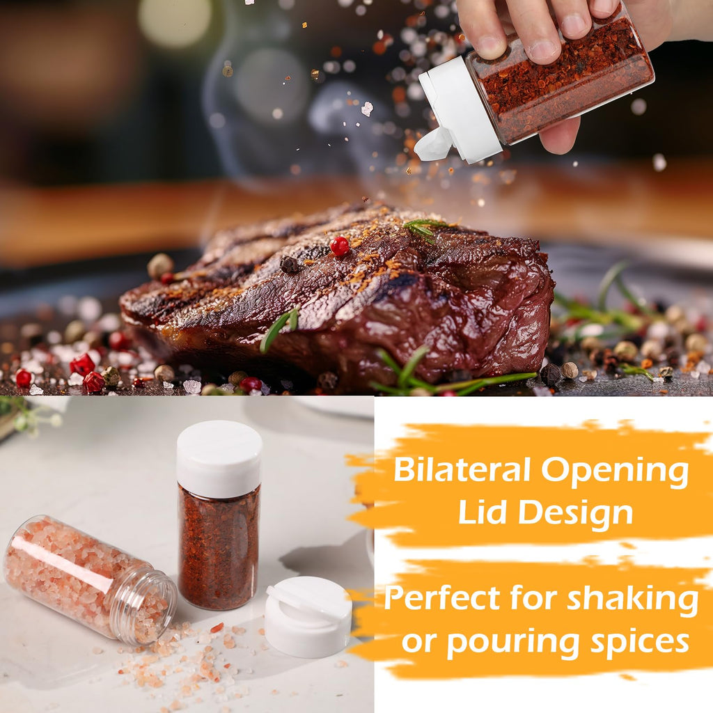 Mimorou 40 Pack Plastic Spice Jar with Shaker Lids Seasoning Containers 3.5 oz Plastic Spice Container with Lids Seasoning Jars for Kitchen Storing Powder (White)