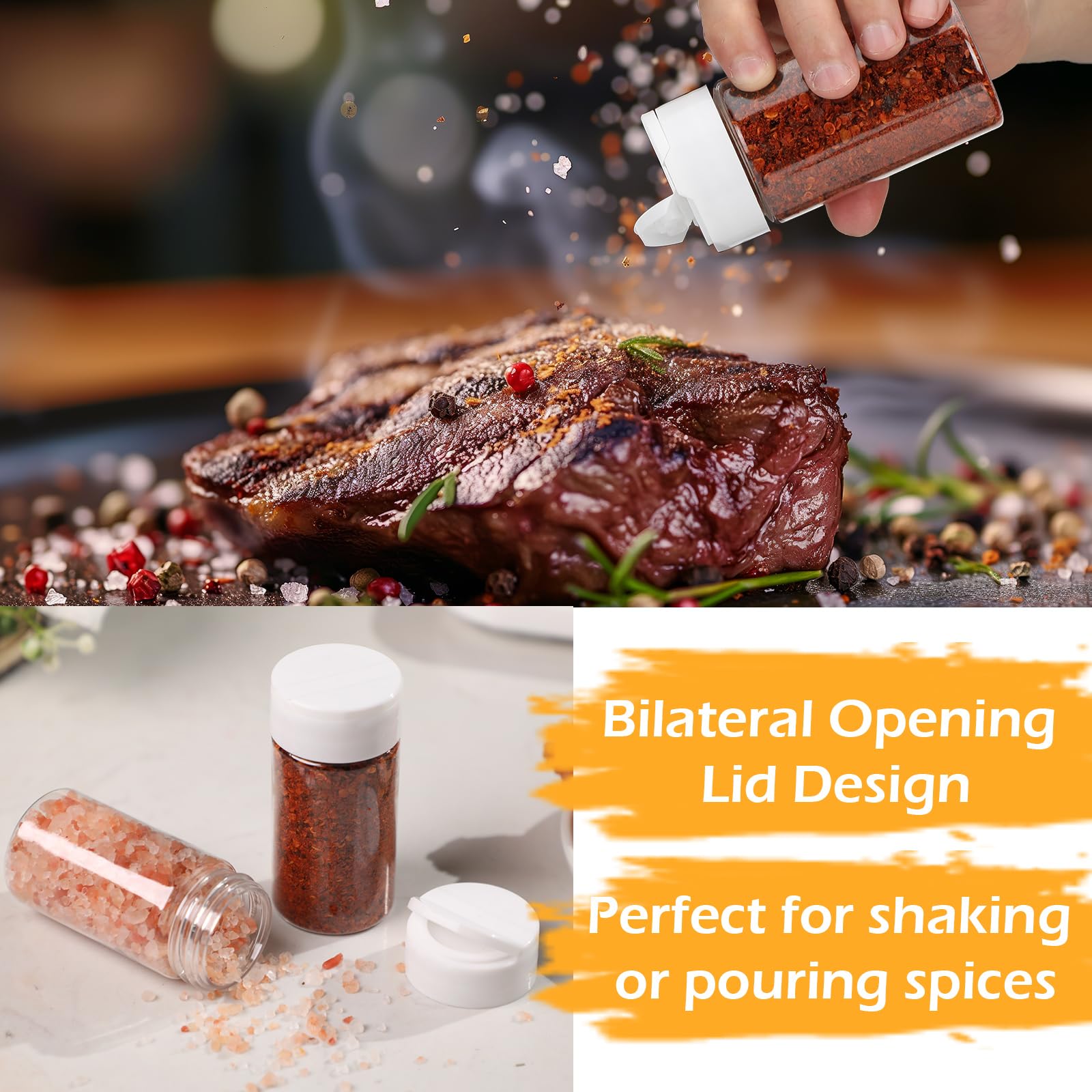 Mimorou 40 Pack Plastic Spice Jar with Shaker Lids Seasoning Containers 3.5 oz Plastic Spice Container with Lids Seasoning Jars for Kitchen Storing Powder (White)