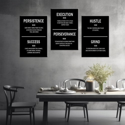 3 Piece Motivational Wall Art Office Decor for Success Positive Inspiring Wall Decor Inspirational Posters Motivational Quotes Picture Framed Entrepreneur Canvas Art for Office Artwork [48''W x 24''H]