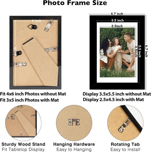 JCJMY 18-Pack Black 4x6 Picture Frames - Gallery Wall Decor & Tabletop Display Set