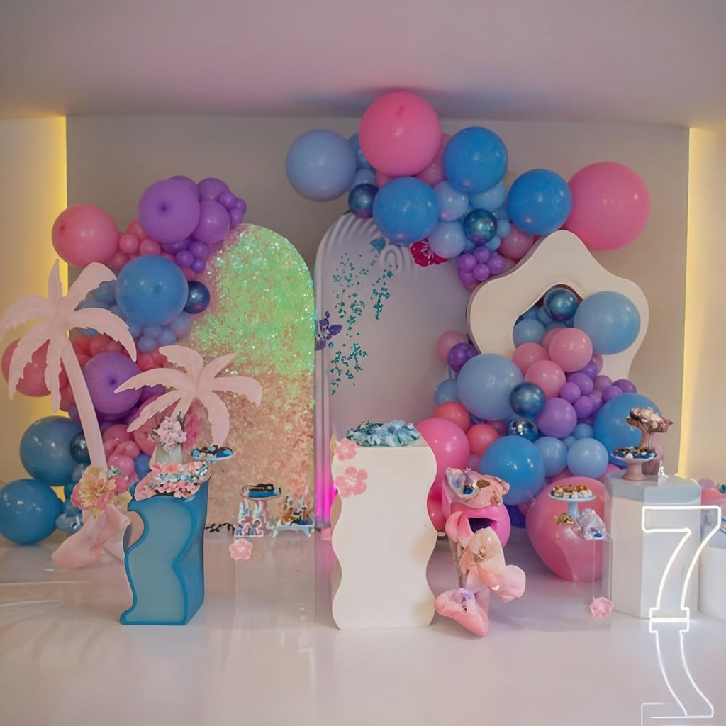 Skiennix 12-Inch Macaron & Metallic Blue Pink Balloons - Perfect for Gender Reveal & Summer Parties