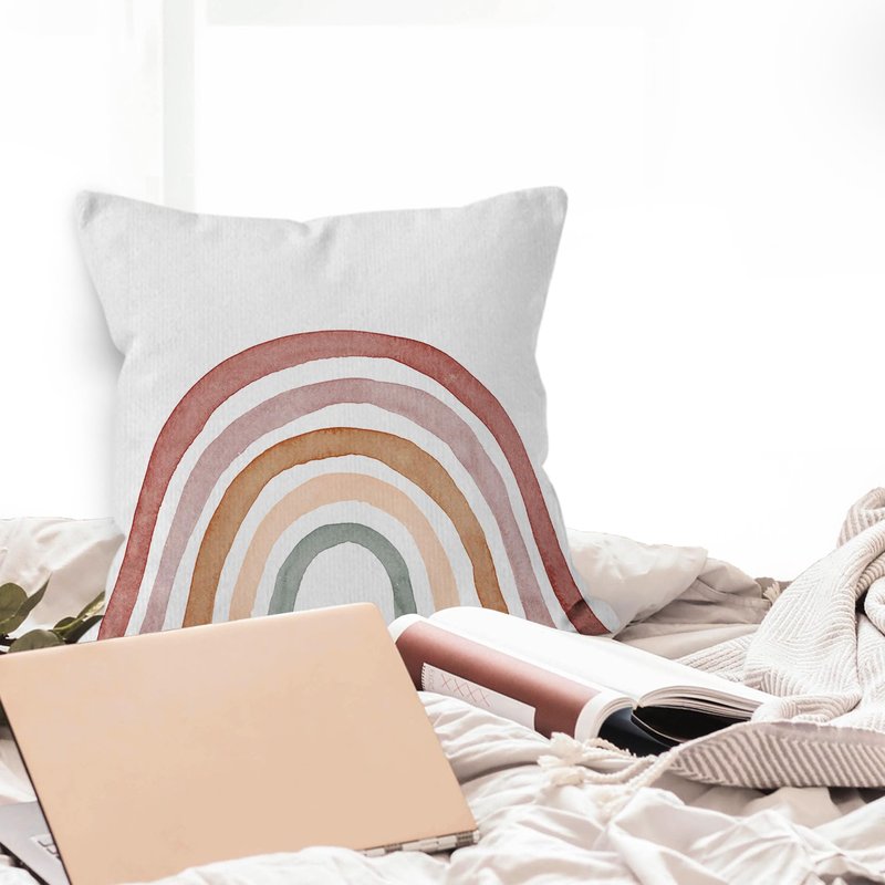 HIWX Boho Rainbow Pillow Cover - Classroom Decorative Pillowcase Throw Pillow - 18 x 18 Inch