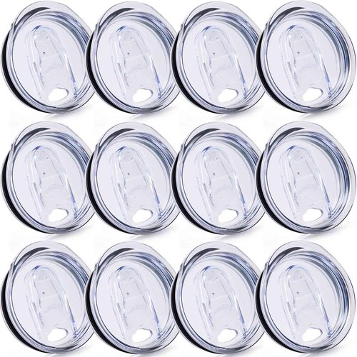 12 Pcs Replacement Lids for 20 oz Flat Bottomed Straight Body Tumblers with Inner Mouth about 2.76inch, Replacement Skinny Cup Lids for Water, Coffee or Tea on Travel, Work Hour and Daily Life