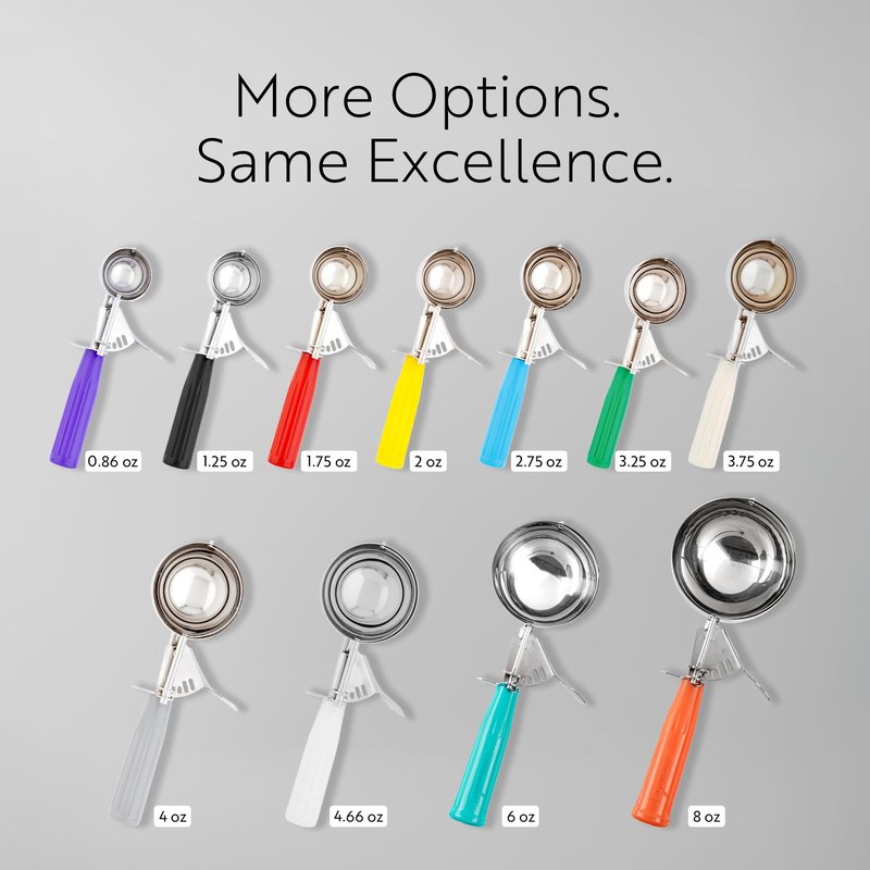 Restaurantware Met Lux 3.25 Ounce Portion Scoop 1 Trigger Release Cookie Scoop - With Green Handle Stainless Steel Disher For Portion Control Scoop Cookie Dough Cupcake Batter Or Ice Cream