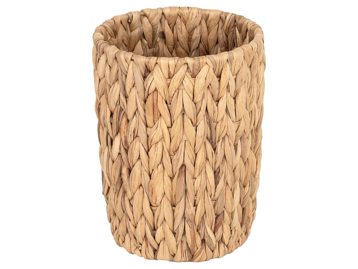 StorageWorks Wicker Waste Basket - Small Round Trash Can for Bathroom & Office | Water Hyacinth Design