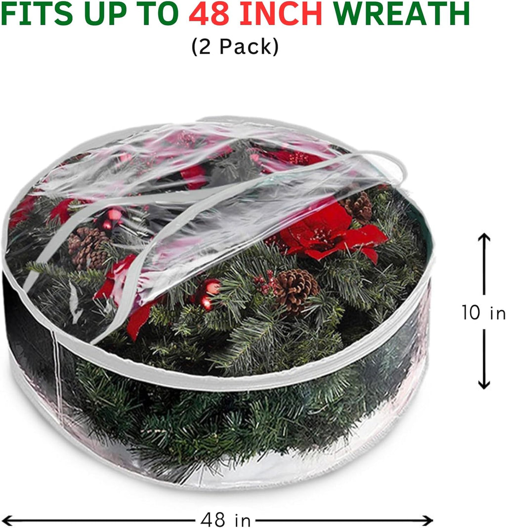 ProPik Christmas Wreath Storage Bag - Waterproof PVC Container for 48-Inch Wreaths | 2-Pack with Handles