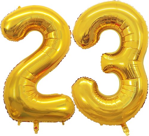 GOER 23rd Birthday Balloons - 42 Inch Jumbo Gold Foil Helium Balloons for Party Decorations
