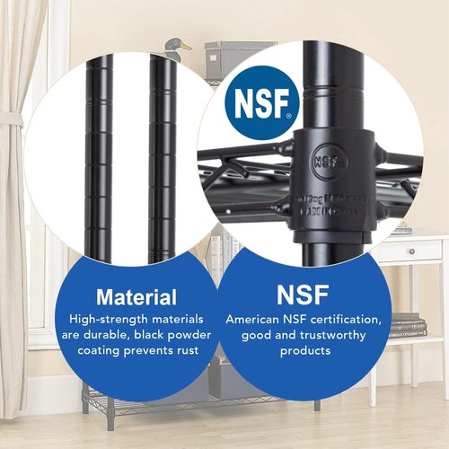 BestOffice 3-Shelf Adjustable Metal Storage Shelves - Heavy-Duty Wire Rack for Small Spaces | Black, 450Lbs Capacity