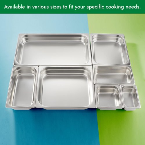 HECMAC 6 Pack Anti-Jam Hotel Pans, 1/6 Size 4 Inch Deep, Commercial Stainless Steel Chafing Steam Table Pan, Catering Storage Metal Food Pan, 23 Gauge