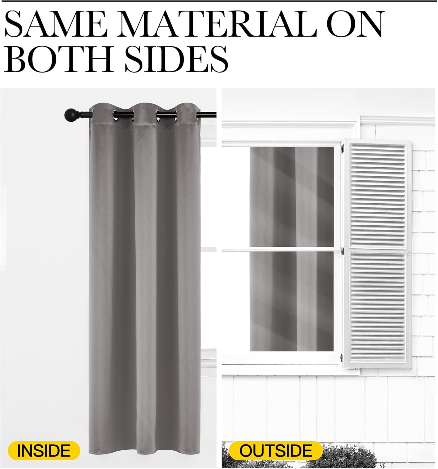 NICETOWN Room Darkening Cafe Curtains - Chrome Gray Grommet Blackout Drapes, 42" x 63", 2 Panels
