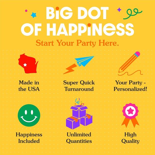 Big Dot of Happiness Black & Gold Birthday Garland Banner - Personalized Face Cut Outs, 30 Feet