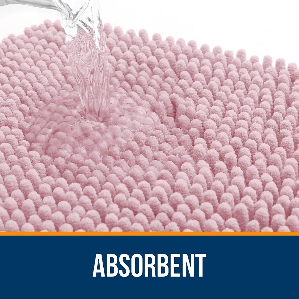 OLANLY Bath Rugs - Extra Soft Chenille, Quick-Dry & Machine Washable - 34x21 Dusty Rose