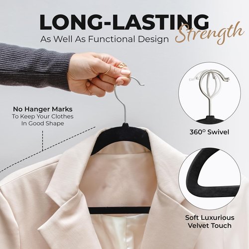 Modern Space Velvet Hangers - 200 Pack Slim Space-Saving Design for Shirts, Pants & Dresses