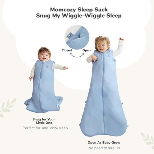 Momcozy Baby Sleep Sack - 1.5 TOG Wearable Blanket with Plush Filling & Two-Way Zipper | Small, Blue