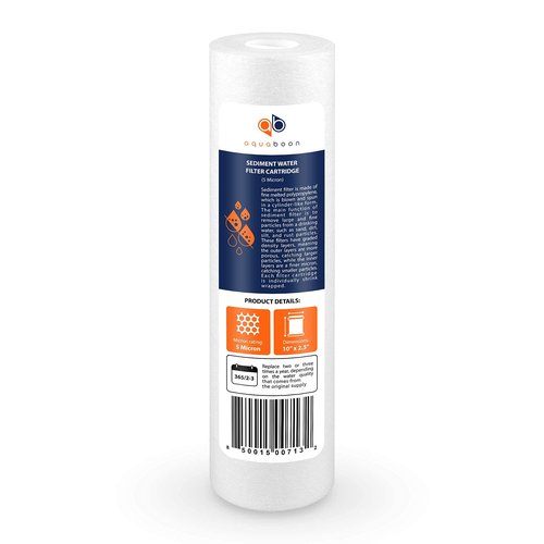 Aquaboon 5 Micron 10 x 2.5 Sediment Filter - Whole House Water Filter Replacement Compatible with Well Water Filters - P5, AP110, WHKF-GD05, 4 Pack