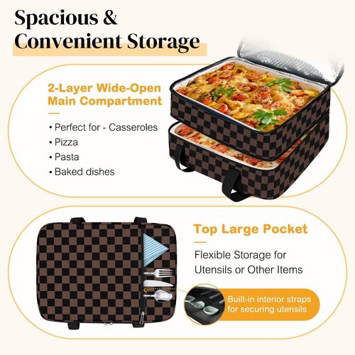 Coobiiya Insulated Casserole Carrier - Keeps Food Hot or Cold | Portable Tote for 9" x 13" Dishes