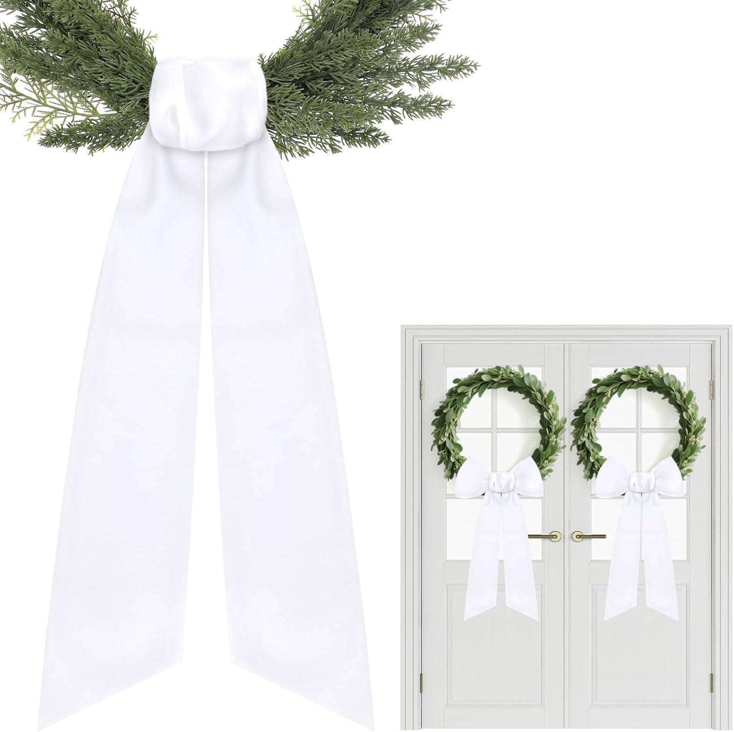 White Wreath Sash by [Brand Name] - 60-Inch Plain Sashes for Wreaths & Garlands | Indoor & Outdoor Use