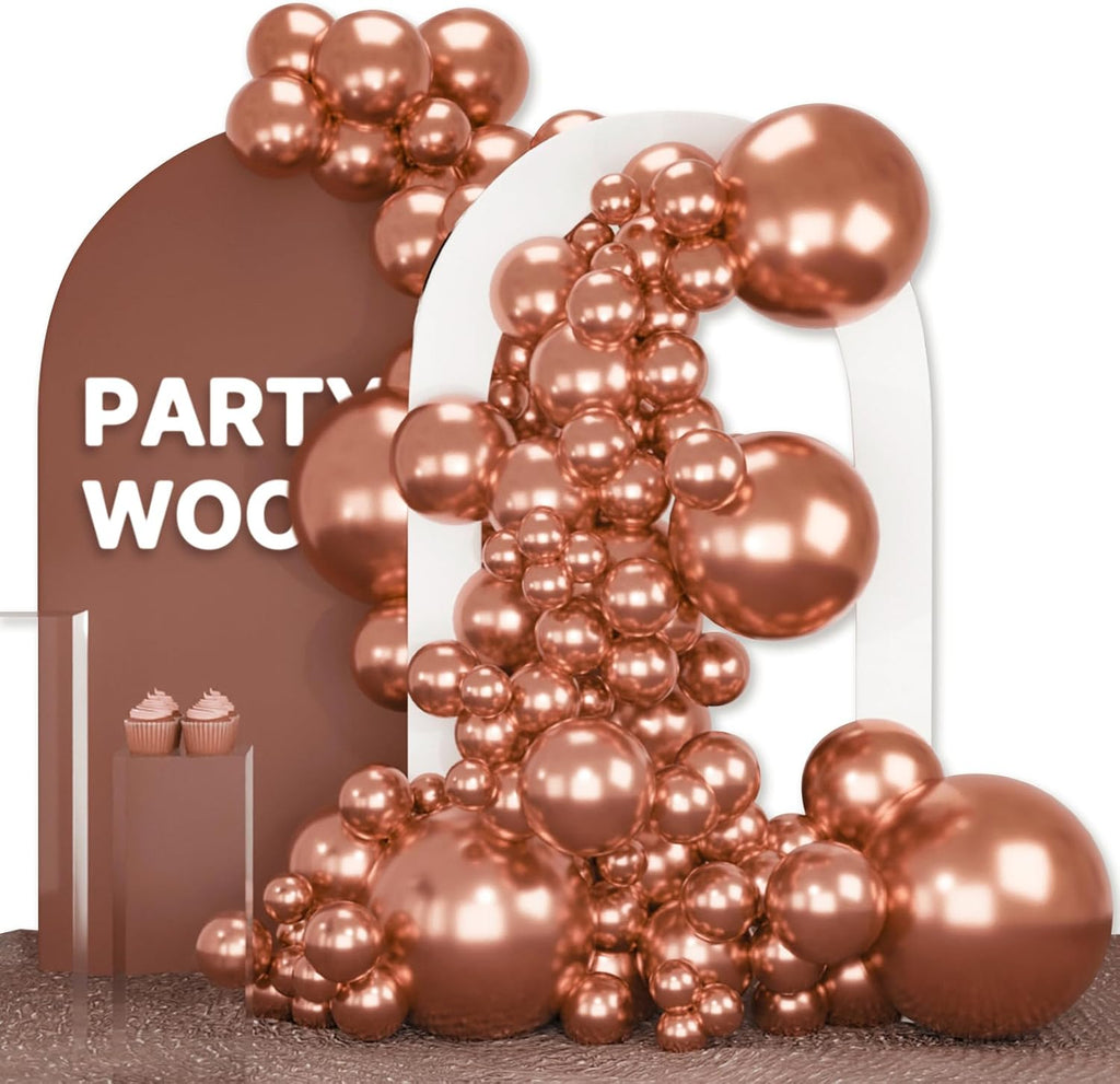 PartyWoo Rose Gold Balloon Arch Kit - 140 Pcs in Various Sizes for Birthday & Wedding Decor