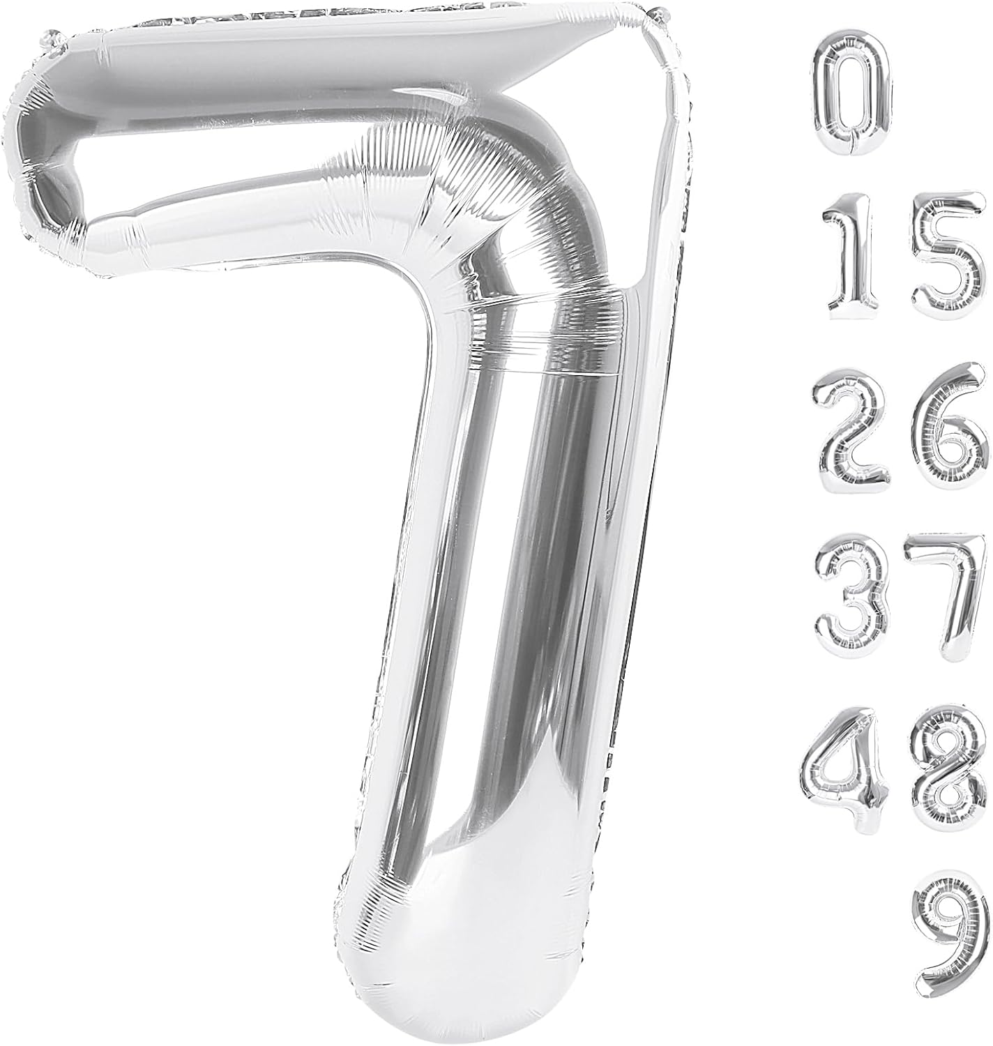 40 Inch Silver Number 7 Balloon - Perfect for Birthday, Engagement, Wedding & Graduation Celebrations