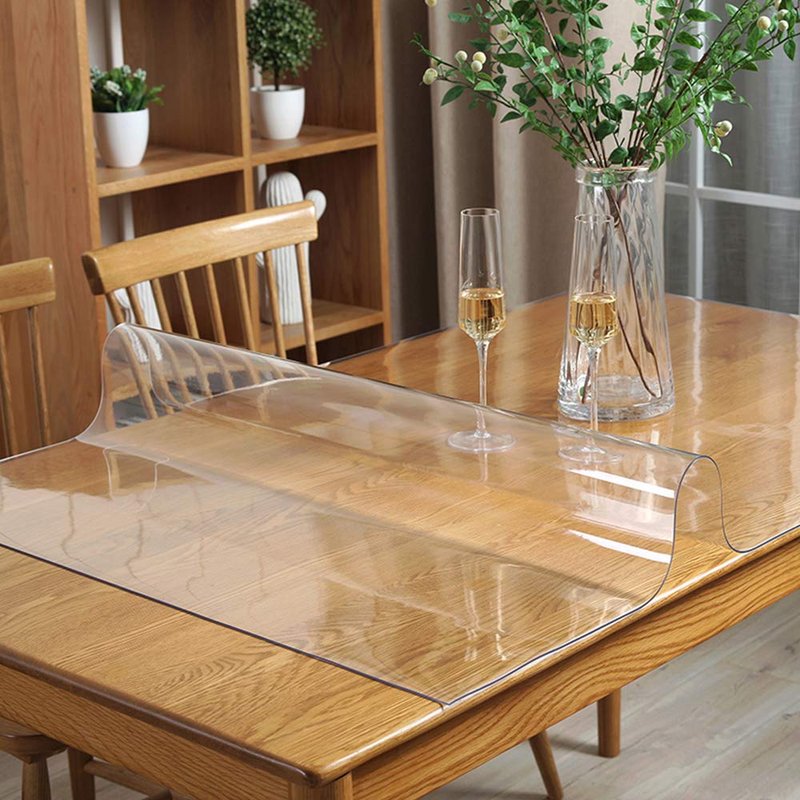 Wadrac Clear Table Protector Plastic Table Cloths PVC Night Stand Table Cover Mat Office Desk Mat Shelf Surface Protection Crystal Children Painting Cover Pad Transprent Rectangular 39.4x83 inch
