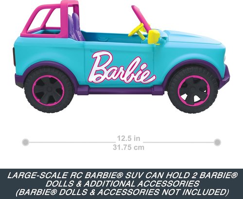 Hot Wheels Barbie RC SUV - Customizable with Stickers, Holds 2 Barbie Dolls & Accessories
