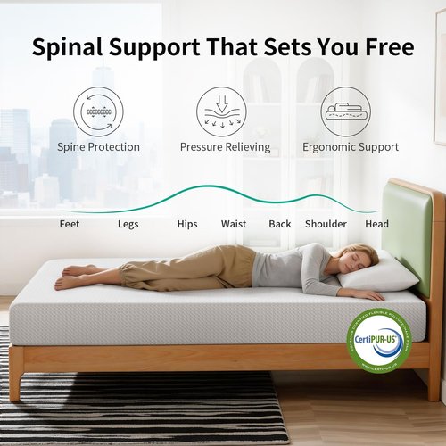FDW 8-Inch Twin Mattress - Medium Firm Gel Memory Foam with Cooling Ventilation & Pressure Relief | White, Washable Cover