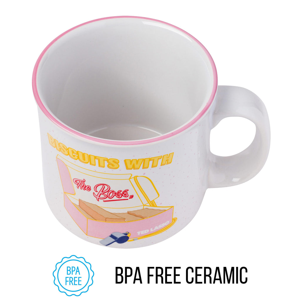 Silver Buffalo Ted Lasso Biscuits with the Boss Ceramic Camper Mug, 20 Ounces