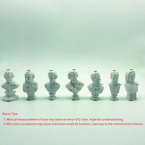 Classic Mini 2.7” Greek Bust - Beethoven Resin Sculpture | 7-Piece Music Composers Statue Set