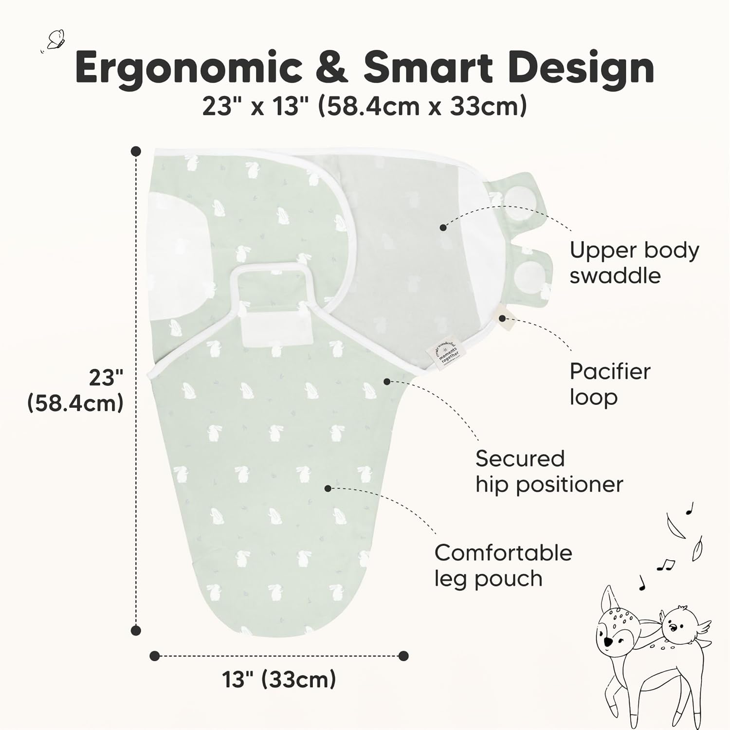 Skiennix Organic Baby Swaddle Sleep Sacks - Soft & Snug Newborn Blankets for Infants 3-6 Months | Bunnies, Large