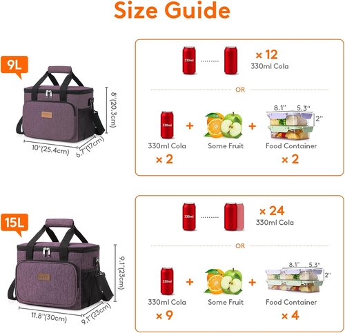 Lifewit Insulated Lunch Bag - Large 24-Can Soft Cooler Tote for Adults | Purple (15L)