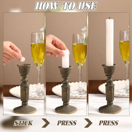 LemonRoad 100 Pcs White Wax Candle Adhesive Dots - Secure Taper Holders for DIY Events