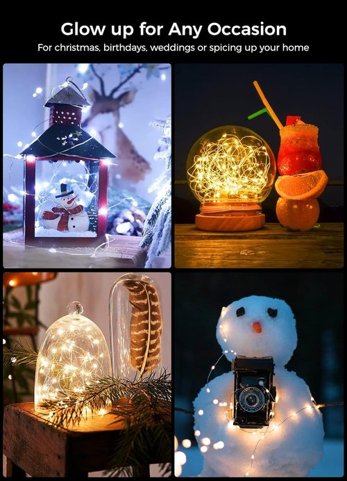 Brightown LED Fairy Lights - 12 Pack Battery Operated Waterproof Silver Wire | 7 Feet, 20 LED for Weddings & Parties
