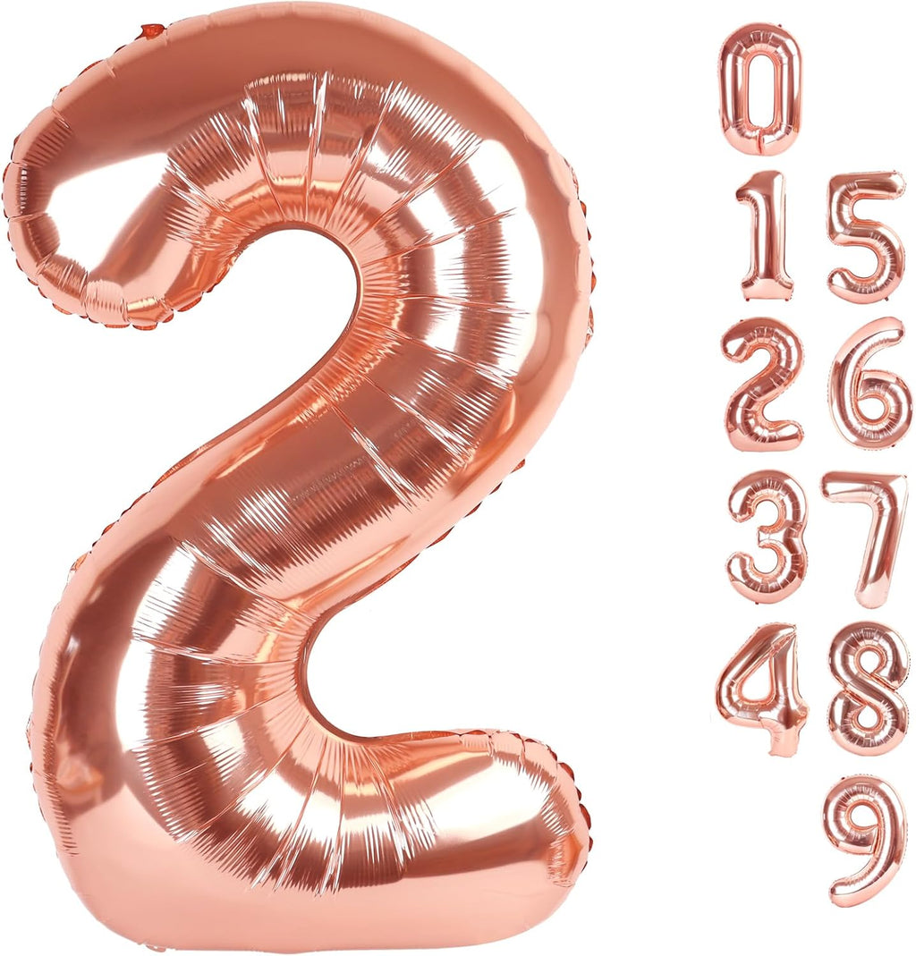 Skiennix 40-Inch Rose Gold Number Balloons - Perfect for 2nd, 12th, 21st Birthday Celebrations & Weddings