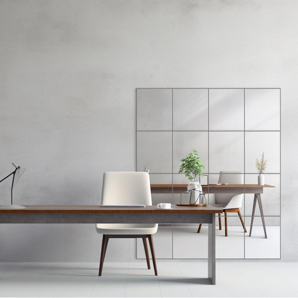 Dulles Glass - Wall Mirrors, 12''x 10'' Glass Wall Mirror Tiles (16 PCS), Large Full Body Mirror for Home Gym, Bedroom, Door, Bathroom, Frameless Mirror Tiles (Glass - 12'' x 10'' - 16PCS)