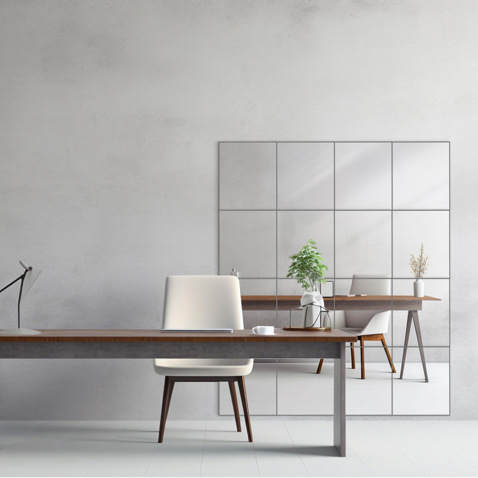 Dulles Glass - Wall Mirrors, 12''x 10'' Glass Wall Mirror Tiles (16 PCS), Large Full Body Mirror for Home Gym, Bedroom, Door, Bathroom, Frameless Mirror Tiles (Glass - 12'' x 10'' - 16PCS)